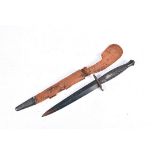 A WWII period 3rd pattern Fairbairn Sykes dagger, marked 3 to the handle, cross guard unmarked,