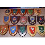 A collection of various regimental wall plaques, comprising 34 Seringapatam BTY R.A, Cornwall CDT BN