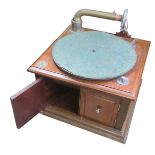 A hornless gramophone, Pathé 'The Mikado', in mahogany case with Pathé Multitone reproducer (lacking