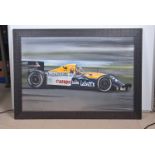 Formula One, Paul Robinson '92, oil on canvas of Nigel Mansell in his Number 5 Williams-Renault