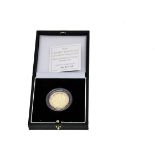 A modern Royal Mint 2001 UK Gold Proof £2 Coin, celebrating the Wireless Bridges the Atlantic
