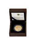 A modern Royal Mint The 2008 UK £5 Gold Brilliant Uncirculated Sovereign coin, in fitted box with