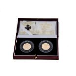 A modern Royal Mint The Victoria Cross 50p Gold Proof Two Coin Set, celebrating the 150 years of the