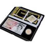 A Royal Mint and Bank of England Fifty Pounds and Gold Crown set, the 39.94 gold proof coin in