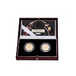 A modern Royal Mint UK & Jersey Gold Proof Sovereign Two Coin Set, in fitted box with certificate