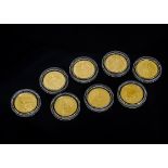A set of eight modern 1/4 oz fine gold collectable coins, each of the £25 coins from the Queen's