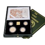 A modern Royal Mint The 2000 UK Gold Proof Four Coin Sovereign Collection, £5, £2, full sovereign