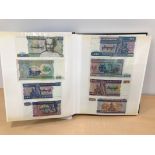 A folder of World bank notes, incuding examples from Burma, Macedonia, Bosnia, Yugoslavia,Serbia,