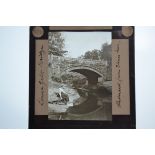 3¼sq in Magic Lantern Slides, UK topographical, good quality amateur, including Devon, in wooden