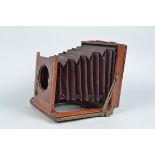 A Lizars Challenge Half Plate Mahogany Field Camera Body, circa 1905, nameplate J. LIZARS '