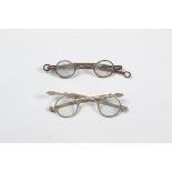 Early 19th Century Silver Spectacles, circular lenses, sliding sides, stamped 'Paris Christals',