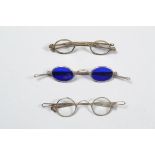 Early 19th Century Silvered Metal Spectacles, circular lenses, stamped 'Pebbles' and 'London' across