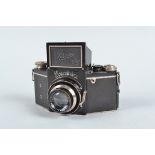 An Exakta B Camera, type 4.1, shutter not working, body G, paint wear to top plate, fading to