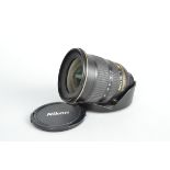 A Nikon DX AF S Nikkor 12-24mm f/4G ED IF Lens, serial no 257181, auto focus functions, barrel G-VG,
