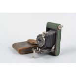 A Boy Scout Kodak Folding Camera, 6 x 4.5cm on 127 film, U.K. version in dark green crackle enamel