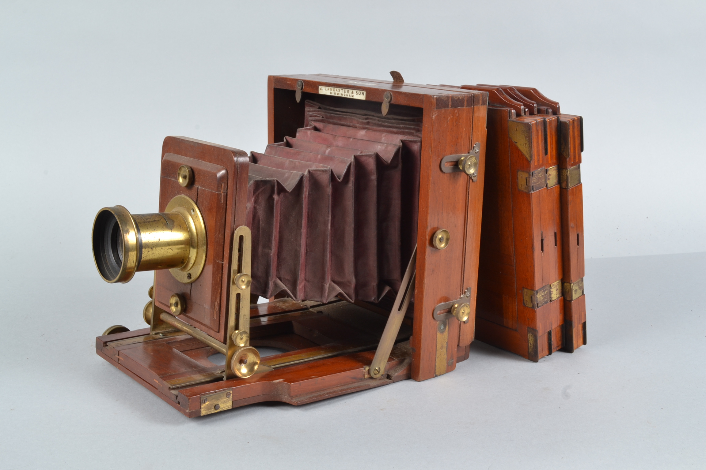 A Lancaster Instantograph Mahogany Field Camera, 6½ x 4¾in, maker's plate J. LANCASTER & SON