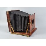 A Marion & Co Perfection Mahogany Field Camera Body, circa 1895, square-cornered tapered bellows,