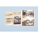 British Topographical Cartes de Visite, cab in builder's yard (1), croquet party (2), Newcastle (1),