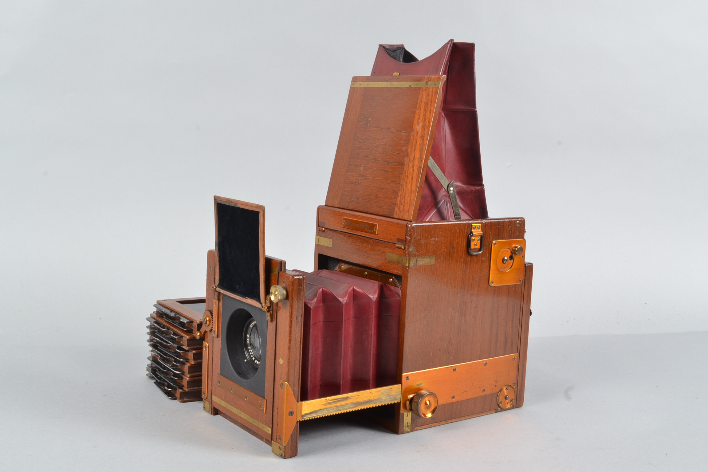 A Marion Soho Tropical Reflex Camera, 3¼ x 4¼in, sold by Sands, Hunter & Co, 37 Bedford Street,