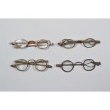 Late 18th and early 19th Century Metal Spectacles, circular lenses - iron, with ovoid ribbon