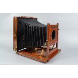 A Marion Perfection 12 x 10in Mahogany Field Camera Body, circa 1895, brass nameplate MARION & CO