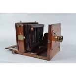 A George Mason & Co Whole Plate Mahogany Tailboard Stereo Camera, nameplate 'GEORGE MASON & CO