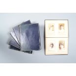 Cartes de Visite Albums, set of six blue leather photograph albums, bound and numbered on spine en