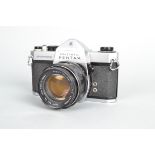 A Honeywell Pentax Spotmatic Camera, chrome, serial no 3758137, shutter working, meter untested,