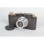 A Black Leitz Wetzlar Leica II Camera, serial no 106921, 1933, body F-G, age-related wear,