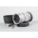 A Leitz Wetzlar Elmar 90mm f/4 Lens, serial no 1 767 153, 1960, barrel F-G, fine scratches to