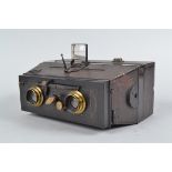 A Jumelle Photographique Mackenstein Stereo Camera, branded The London Stereographic Co, serial no