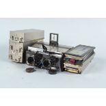 A Gaumont Grand Prix 1900 Stereo Camera, serial no 10669, aluminium body, body G, some brassing,