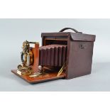 A No 4 Folding Kodak Hand or Stand Camera, 5 x 4in, serial no 8438, circa 1896, tapered red bellows,