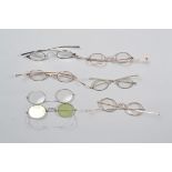Mid- to late-19th Century Spectacles, steel, plated and gold-coloured (6), top-hinged double-