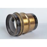 A Carl Zeiss Jena Protarlinse IV 70cm Brass Lens, serial no 196734, diameter 9cm, length 11cm,