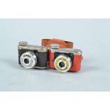 Two Kunik 16mm Subminiature Cameras, a Kunik Mickey Mouse, shutter working, body G, with case and