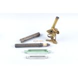 Various Instruments, Pillischer lacquered brass student's compound monocular microscope, no 1372,