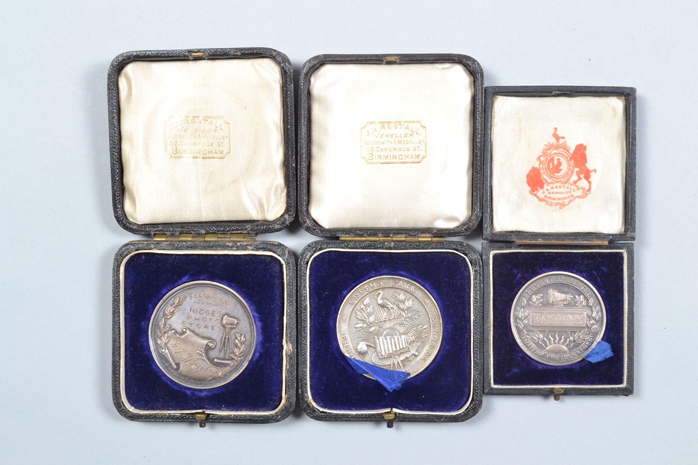 Early 20th Century Silver Photographic Award Plaques by J A Restall Birmingham, Judges Photo Stores,