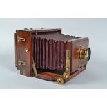 A Lancaster Stereo Instantograph Model 422 Mahogany Field Camera, 7¼ x 4½in size, nameplate 'J.