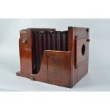 A Wet Plate 8 x 8in Mahogany Tailboard Stereo Camera Body, unnamed, circa 1865, square-cornered