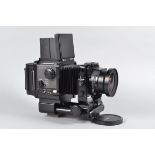 A Fuji GX680 6 x 8 Professional Camera Outfit, powers up, shutter working when fully assembled, body