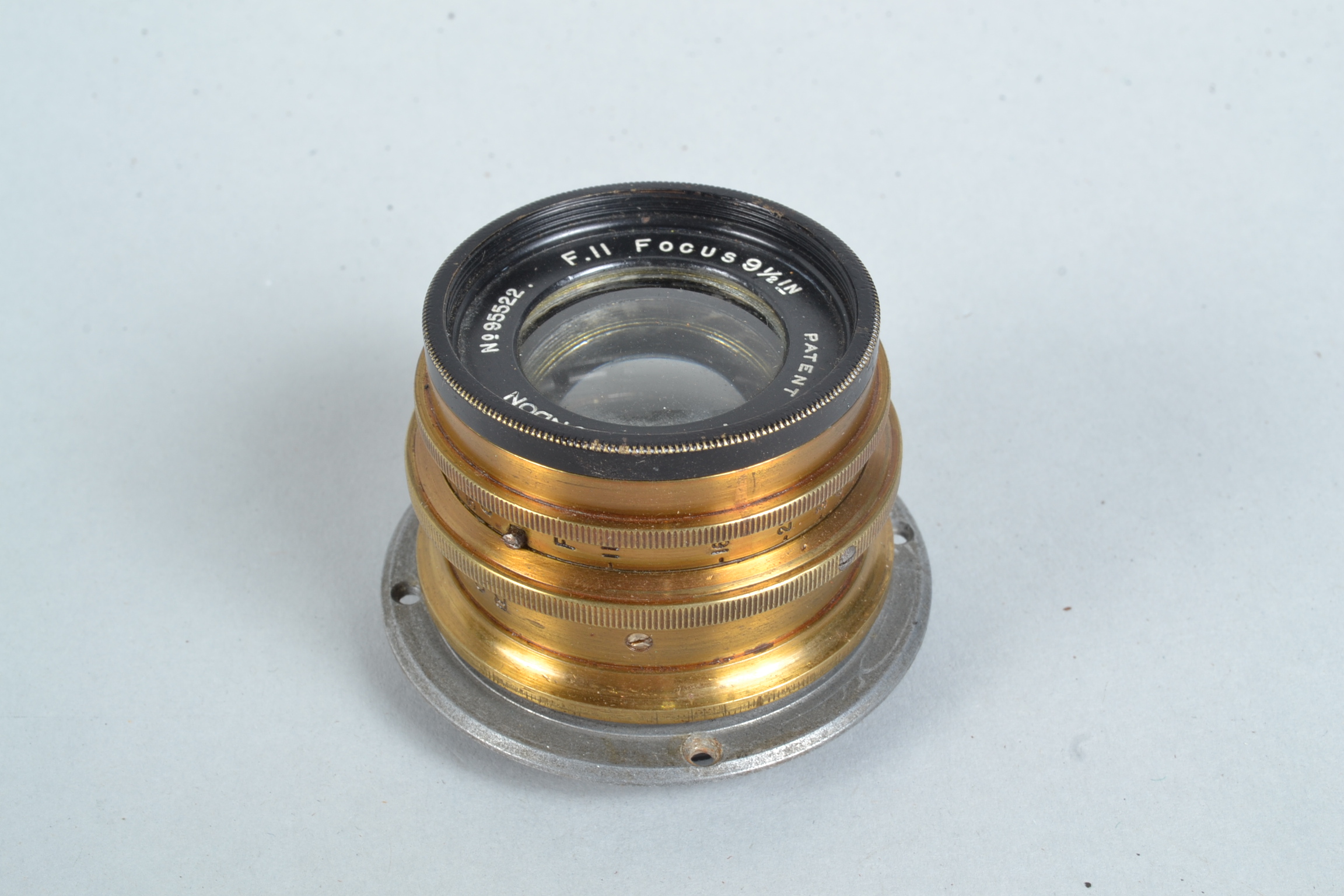 A Ross London Combinable f/11 Brass Lens, Protar type, serial no 95540?, 95522, engraved 'S.R.E. No. - Image 2 of 3