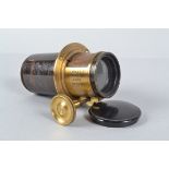 A Hermagis Teleidoscope No 4 Brass Lens, serial no 70274, length 13cm approx, diameter 5.5cm,