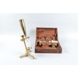 An early 19th Century brass Abraham Bath Compound Jones Most Improved Type Microscope, with simple