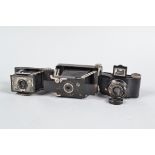 Three Miniature Roll Film Cameras, a Houghtons Ensignette No 1, circa 1910 version with 'N-Sign'