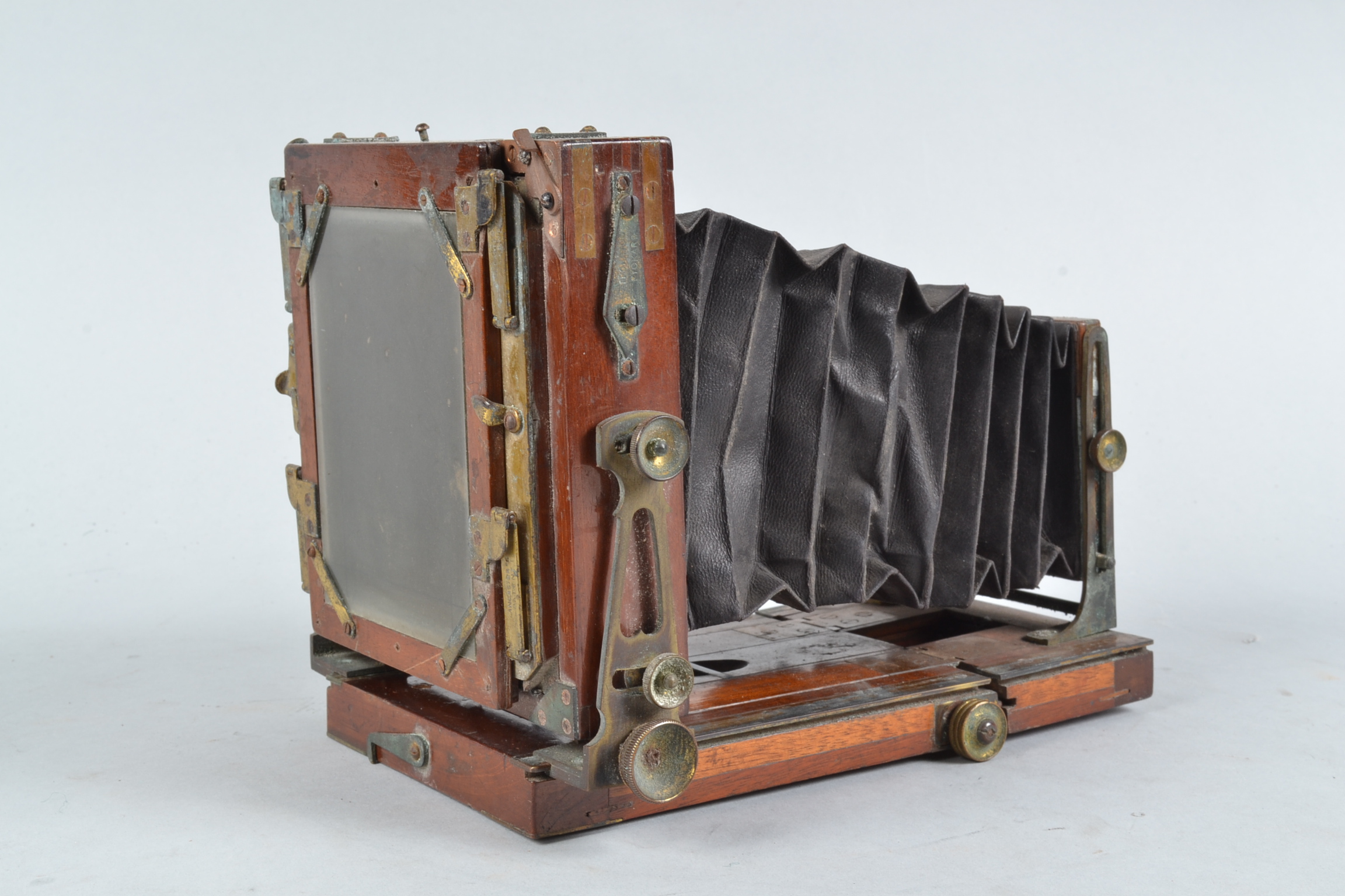 A Lancaster Special Instantograph Tailboard Quarter-Plate Camera, square-cornered black bellows, - Image 3 of 4