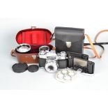 A Zeiss Ikon Contaflex Super B Outfit, serial no B 21541, body VG, shutter working, meter