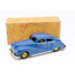 A JEP (France) Large Scale Delahaye Tinplate Clockwork Sedan, c 1952, blue body, beige interior,