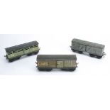 Hornby O Gauge No 2 'Nut-and-Bolt' Freight Stock Projects, a NE cattle wagon in green/grey, mostly