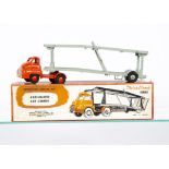 A Morestone Series Bedford Articulated Car Carrier, orange cab with glazing, grey trailer, two